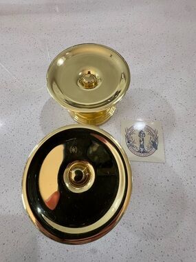 Pair of Vintage Baldwin Solid Brass Pillar Candle Holders